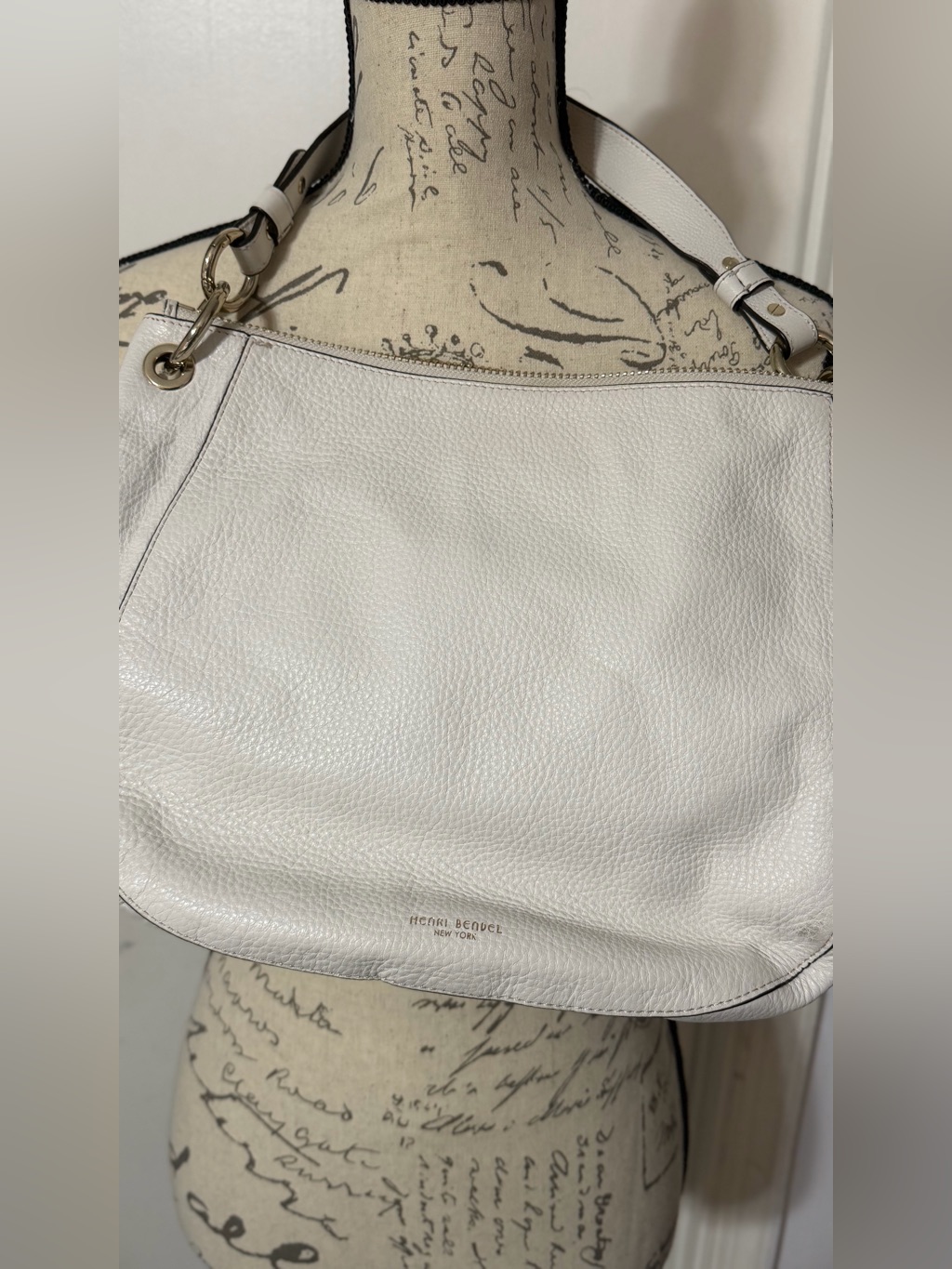 Henri Bendel White Pebbled Leather Shoulder Hobo